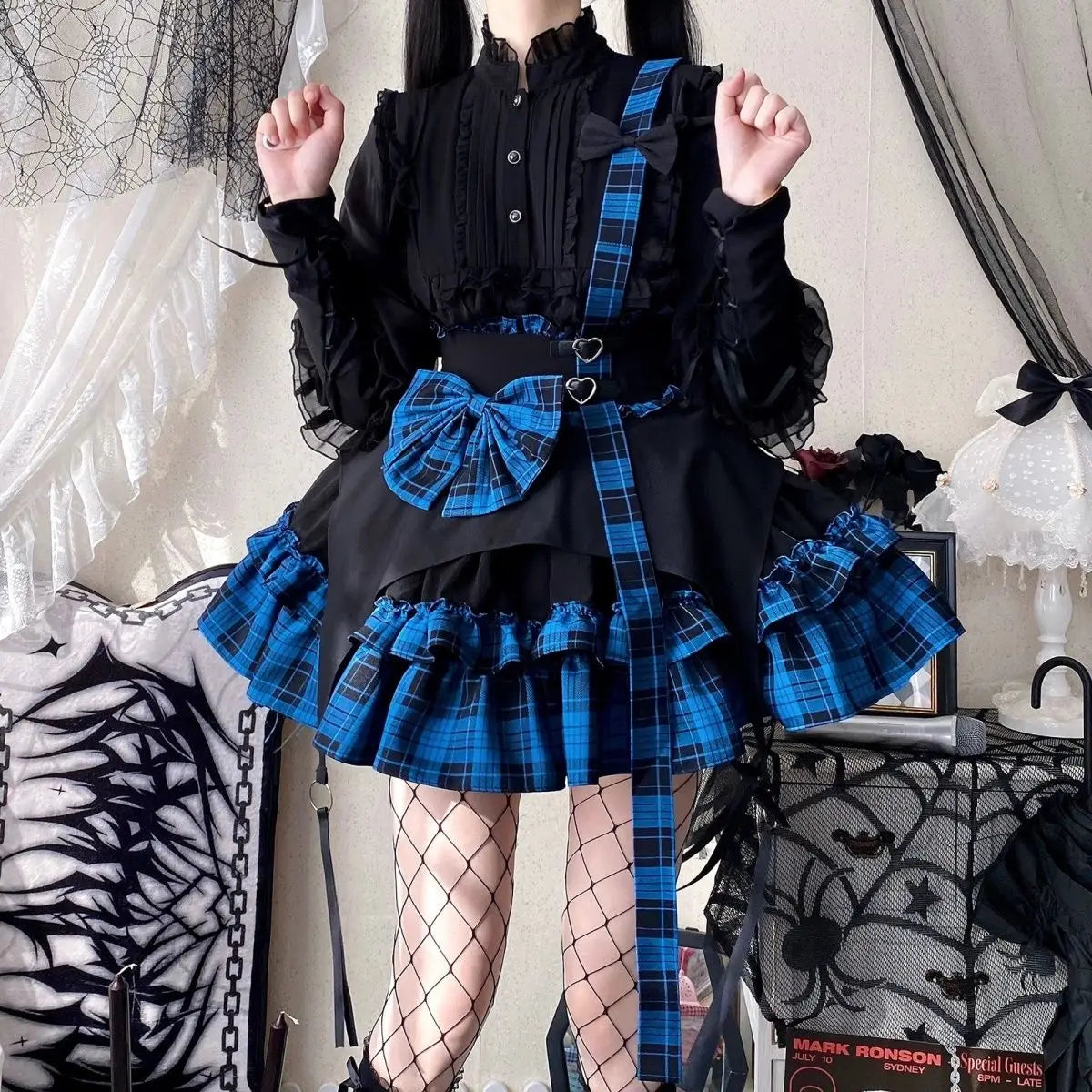 NONSAR Japanese Lolita Sweet Cool Gothic Rock Cat Jk Mini Cake Skirt Harajuku Y2k Girls Punk Kawaii Bow Plaid Suspender Skirts