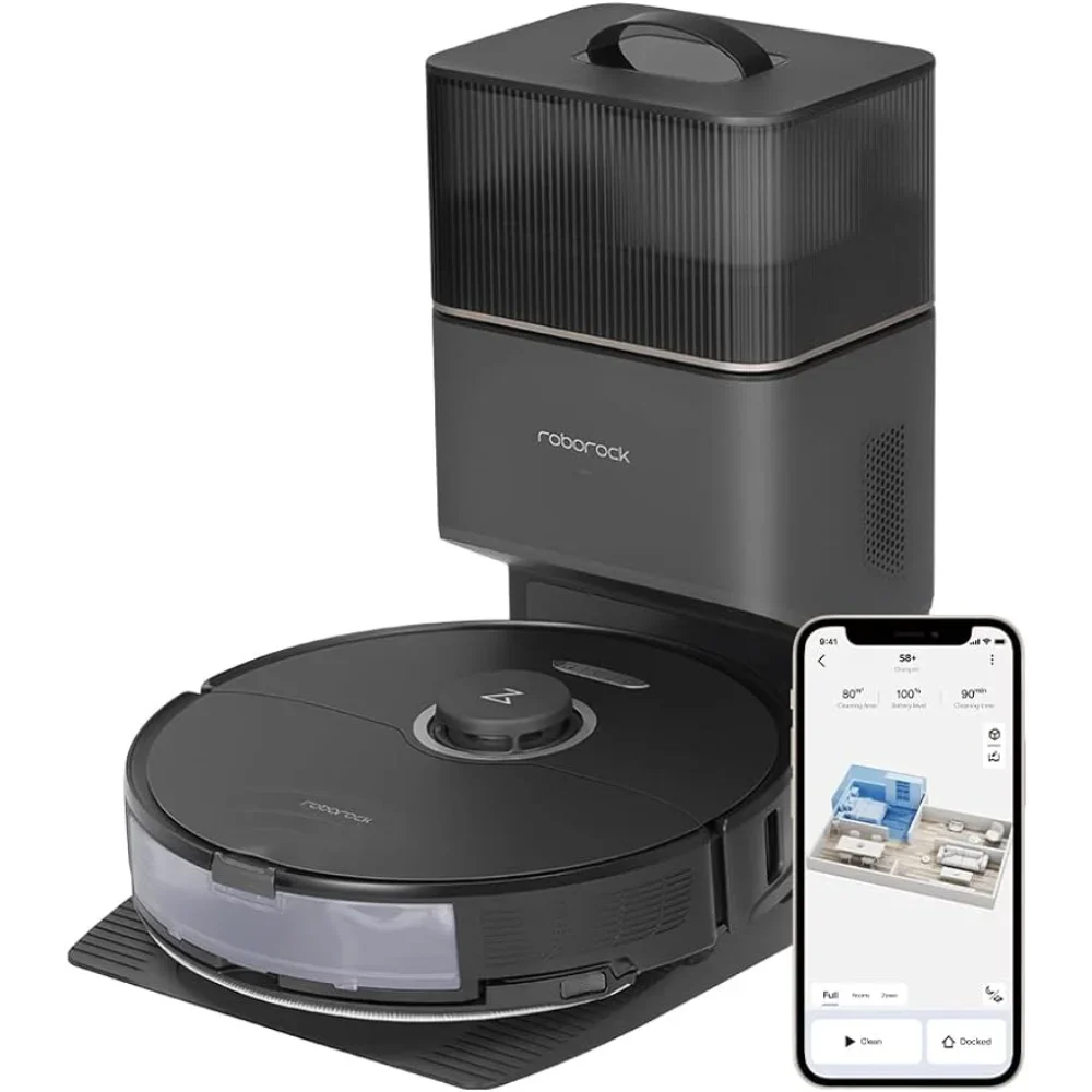 roborock S8+ Robot Vacuum, Sonic Mop with Self-Empty Dock, Stores  Dust, Auto Lifting Mop, Ultrasonic Carpet Detection