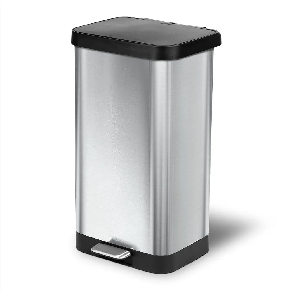 Stainless Steel Step Trash Can with Clorox Odor Protection | Large Metal Kitchen Garbage Bin with Soft Close Lid, Foot Pedal