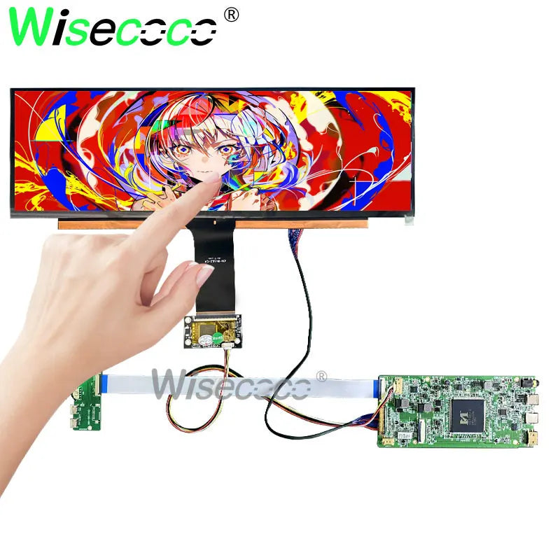 Wisecoco 14 Inch 3840x1100 4K Stretched Bar Touchscreen Potable Monitor Ultrawide Sub Screen Second Display USB-C Port Monitor