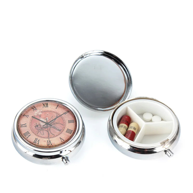 1000pcs Metal Pill Box Organizer Medicine Organizer Container Case Round Jewellery Storage Pocket Portable