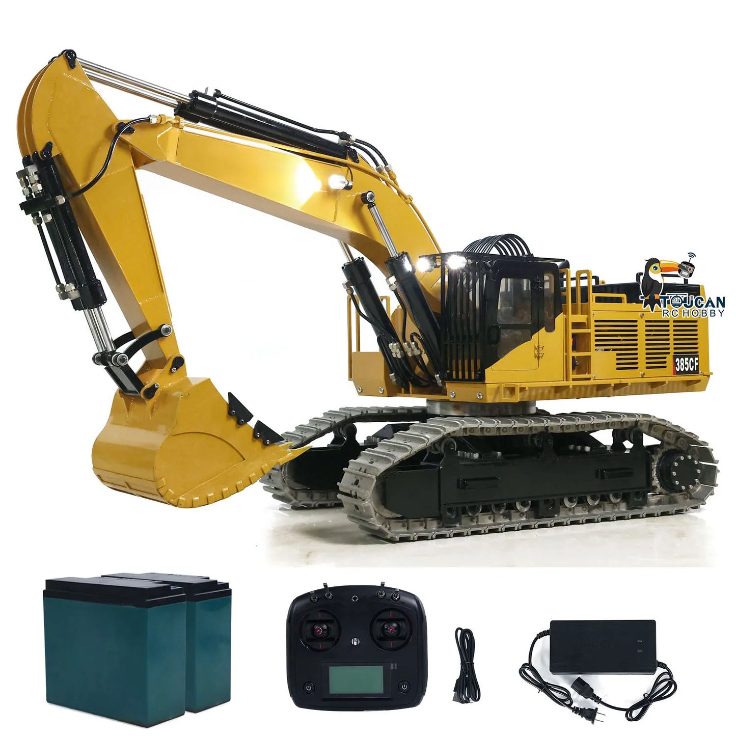 1/8 Metal 385CF Giant Hydraulic RC Excavator Radio Control Diggers Trucks Cars Dual Brushless Motor Rotating Toys for Adults