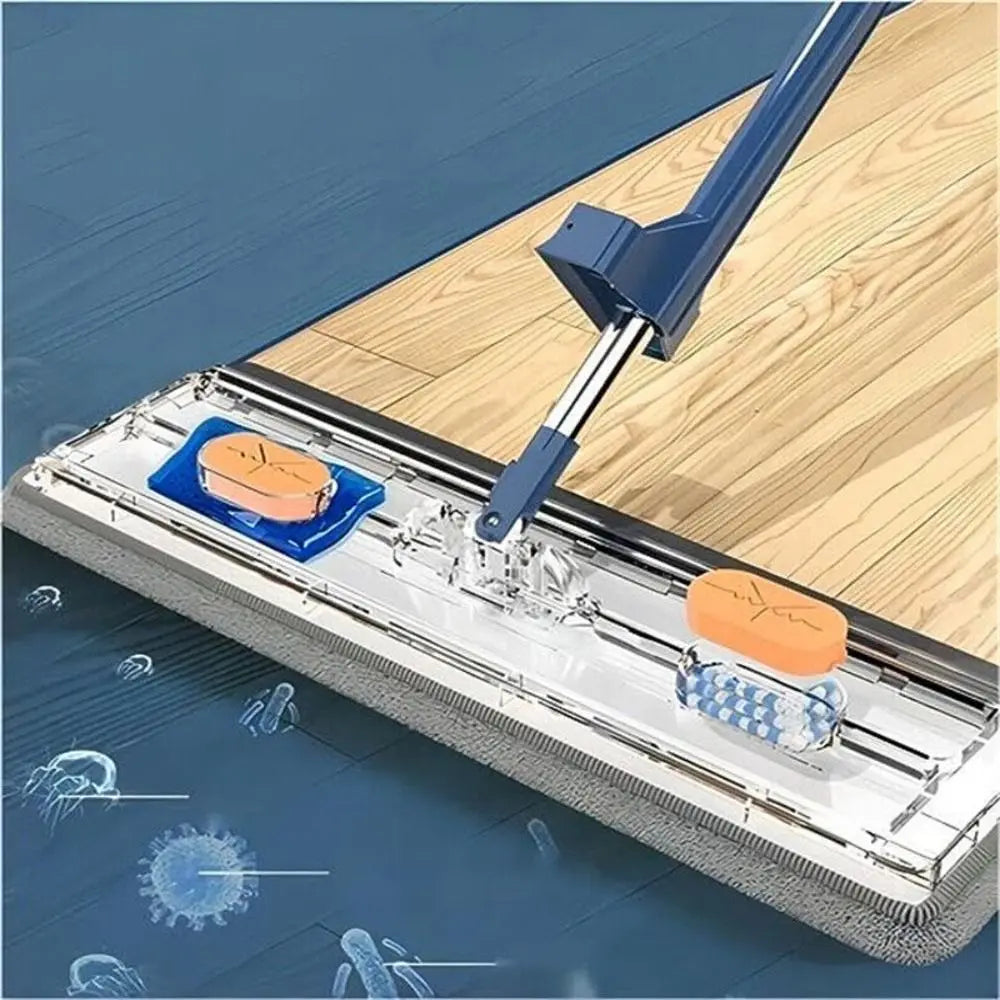 Stainless Steel Large Flat Mop Without Hand Washing Fine Fiber Cleaning Floors Tiles Tools Wet and Dry Use