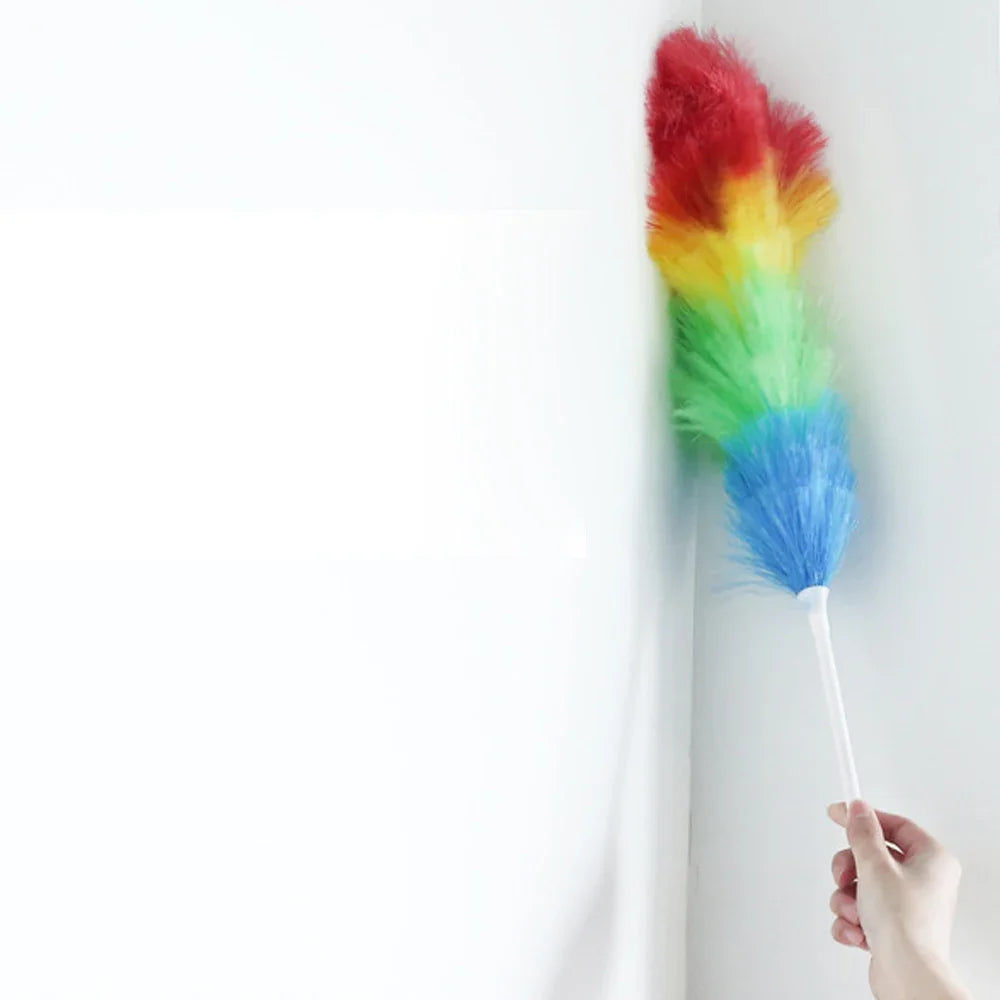 1/3pcs Household Rainbow Dust Duster Practical Plastic Feather Duster Telescopic Handle Sweeping Brush Cleaning Product Tool