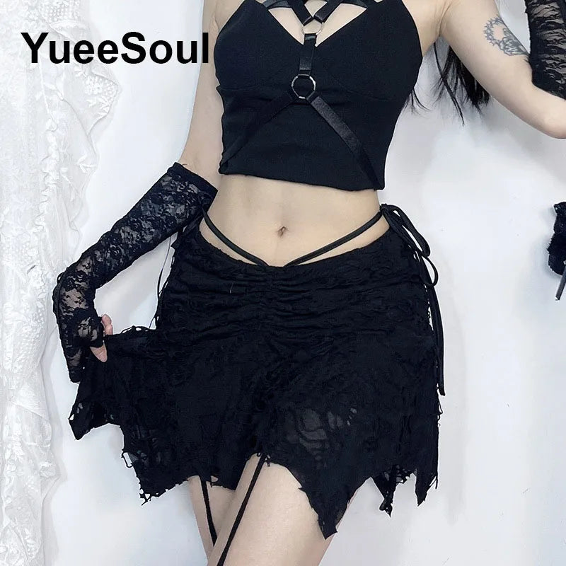 Gothic Mini Skirts 2024 New Harajuku Punk Goth Dark Grunge Y2K High Waist Women Skirts 2000s High Street Women's Skirt