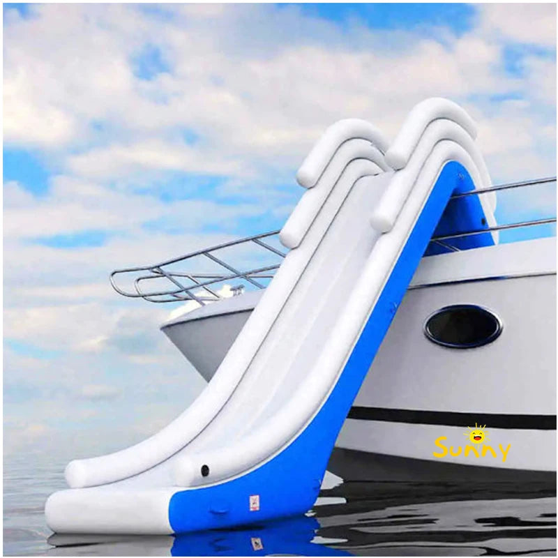 floating inflatable water slide yacht slide dock Free fall Inflatable boat dock slide