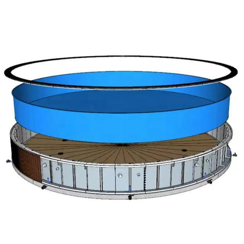 Wholesale customized round galvanized steel swimming pool with PVC Liner outdoor hot spring spa pool buried bath pool in ground