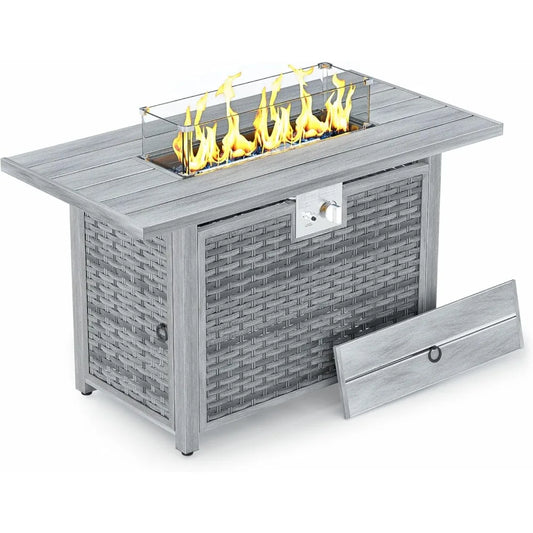 Outdoor Fire Pit Table Propane Gas Fire Pits &Outdoor Fireplaces 43″ Rectangular Firepit Table, 50,000 BTU Fire Table for Patio