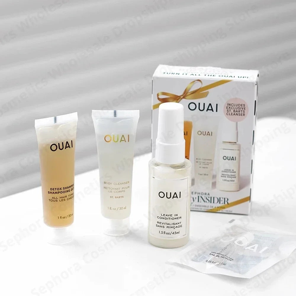 OUAI Hair Care 4pcs Set  Rough and Hard Sofa Hair Shampoo & Conditioner Smooth to Improve Frizz and Dryness