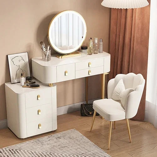 Storage Luxury Dressing Table White Makeup Mirror Chair Dressing Table European Luxury Penteadeira De Maquiagem Furniture Makeup