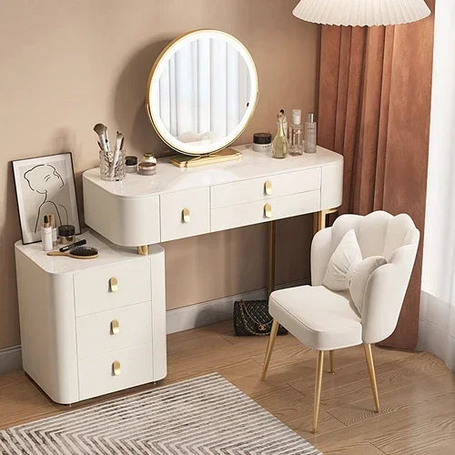 Storage Luxury Dressing Table White Makeup Mirror Chair Dressing Table European Luxury Penteadeira De Maquiagem Furniture Makeup