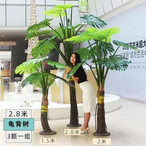 Simulation Monstera Deliciosa Indoor Decoration Plastic Plant Pot Living Room on-the-Ground Green Plant Large Combination Tree