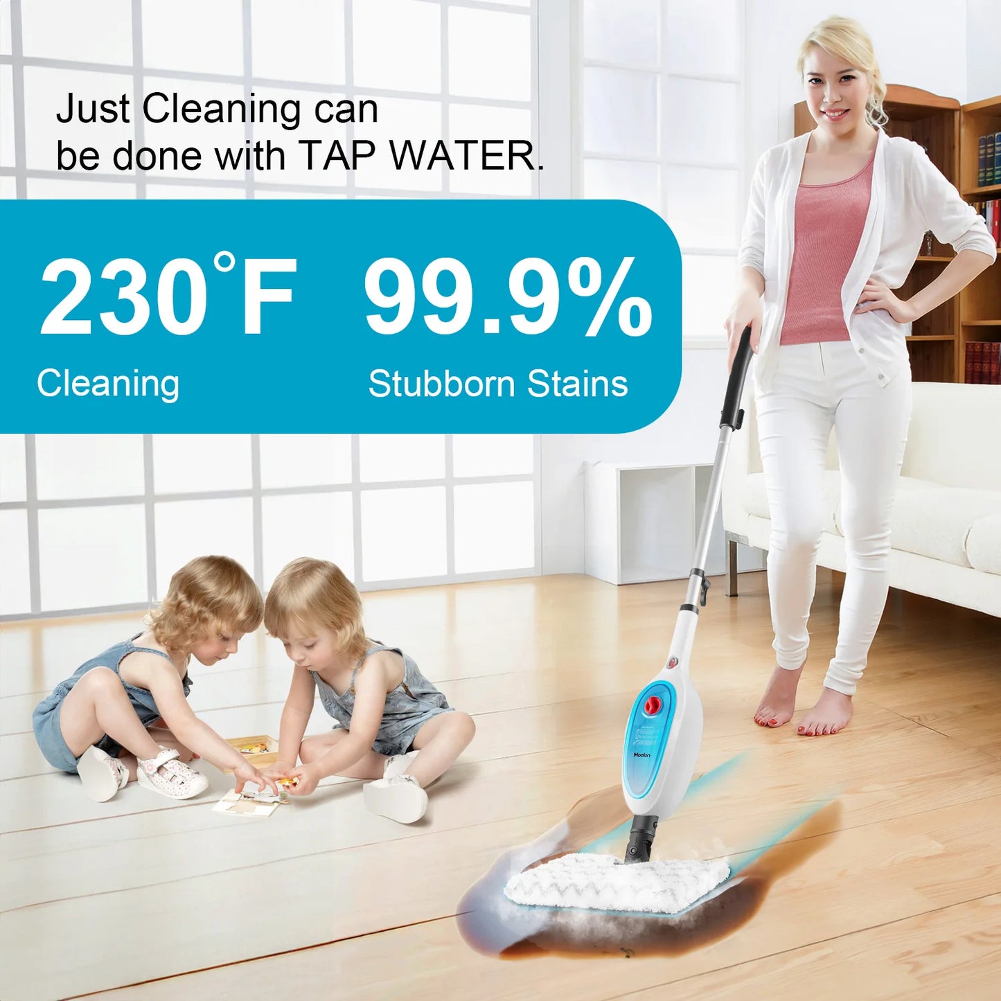 10 in 1 Multi-Purpose Powerful Steam Mop Detachable Floor Steamer for Hardwood/Tile/Laminate All Floors Cleaning Whole Home Use