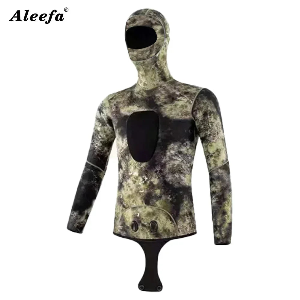 Mens Speafishing Wetsuit 3mm Neoprene 2 pieces Set Camouflage Diving Suit  Scuba  Surfing Jumpsuit for cold water Swimsuit