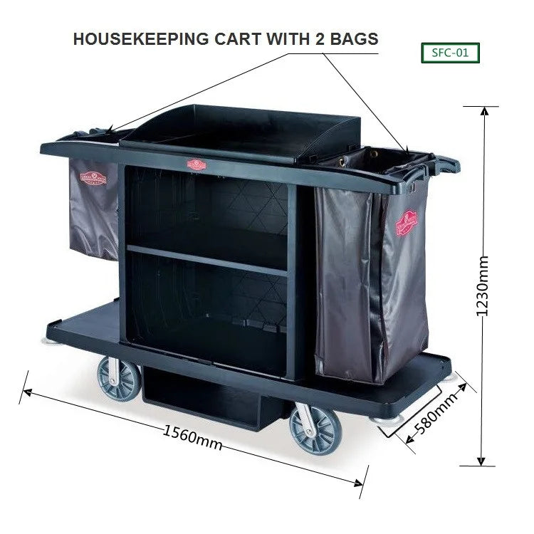 Hot Selling Black Pp Plastic Housekeeping Multiple Service Utility Service Trolley Cart Organizer