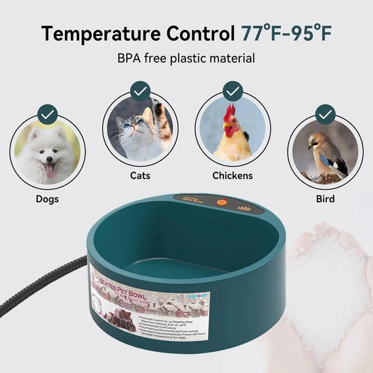 Automatic 2.2L Pet Electric Heating Feeding Feeder Water Bowls Cat Dog Puppy Winter Heated Automatic Constant Temperature Food Container