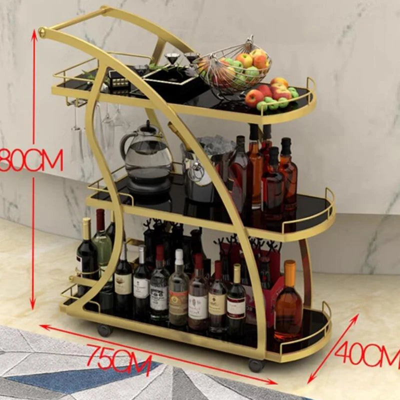 Dining Trolley Wheeled Cart Small Janitorial Cocktail Mini Bar Hotel Cleaning Wagon Housekeeping Rolling Side Espejo Tool Large