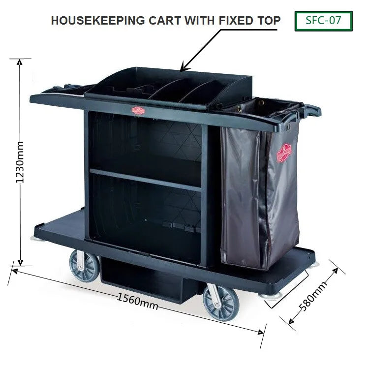 Hot Selling Black Pp Plastic Housekeeping Multiple Service Utility Service Trolley Cart Organizer