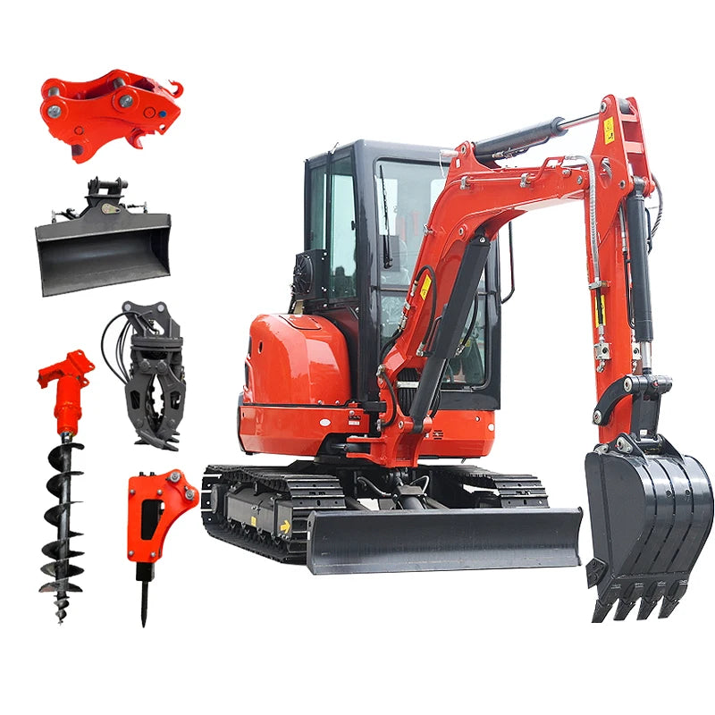 Mini Excavator Full Closed Cabin 3.5 ton 2.5 ton Mini Track Crawler Small Excavator Micro Digger customized