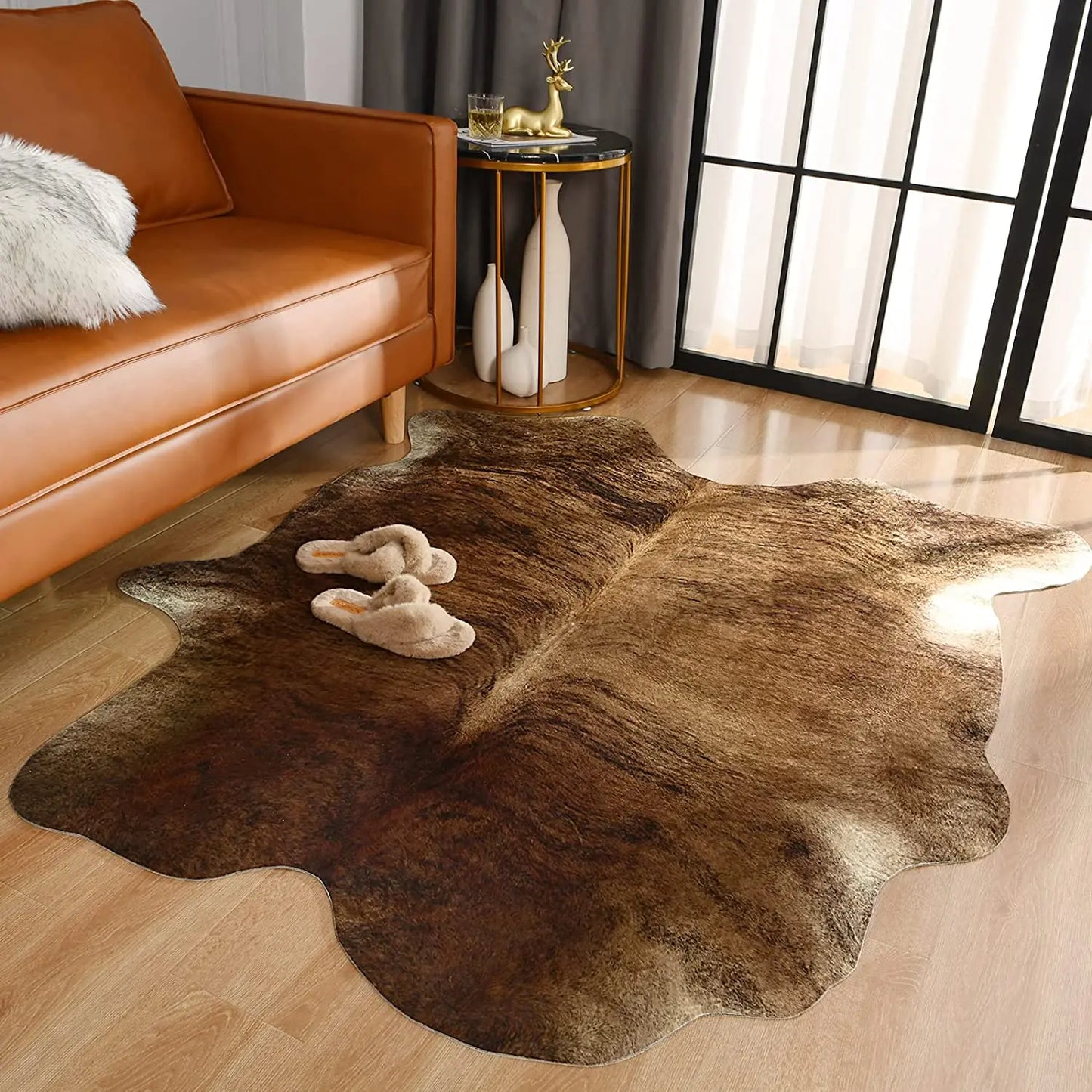 Imitation Cow Leather Area Rug Room Decor Carpet Industrial Style Carpets for Living Room Modern Rugs for Bedroom Floor Mats