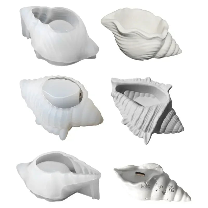 Conch Tray Silicone Mold DIY Handmade Candle Cup Concrete Gypsum Mold Conch Flower Pot Resin Mold Home Decoration