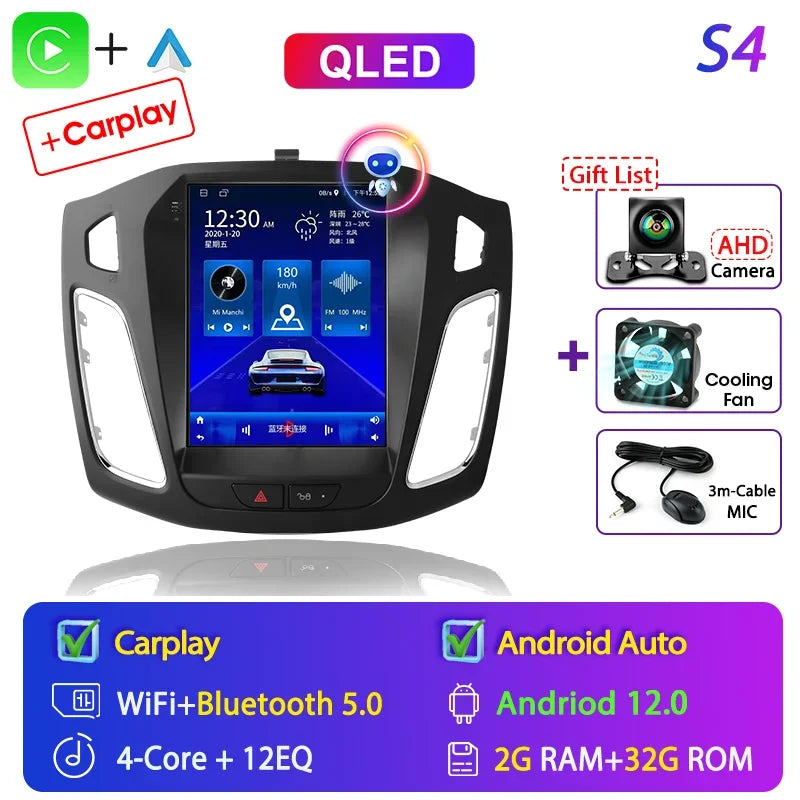 Srnubi 2 Din 9.7" Android 12 Carplay Car Radio for Ford Focus 3 Mk 3 2011 2012 - 2019 Multimedia Player 2Din GPS Auto Stereo DVD