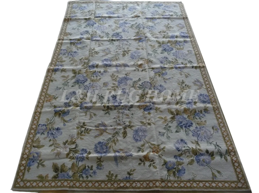 Free shipping 10K 5'x8' needlepoint woolen rugs with flowers design handmade for home decoration