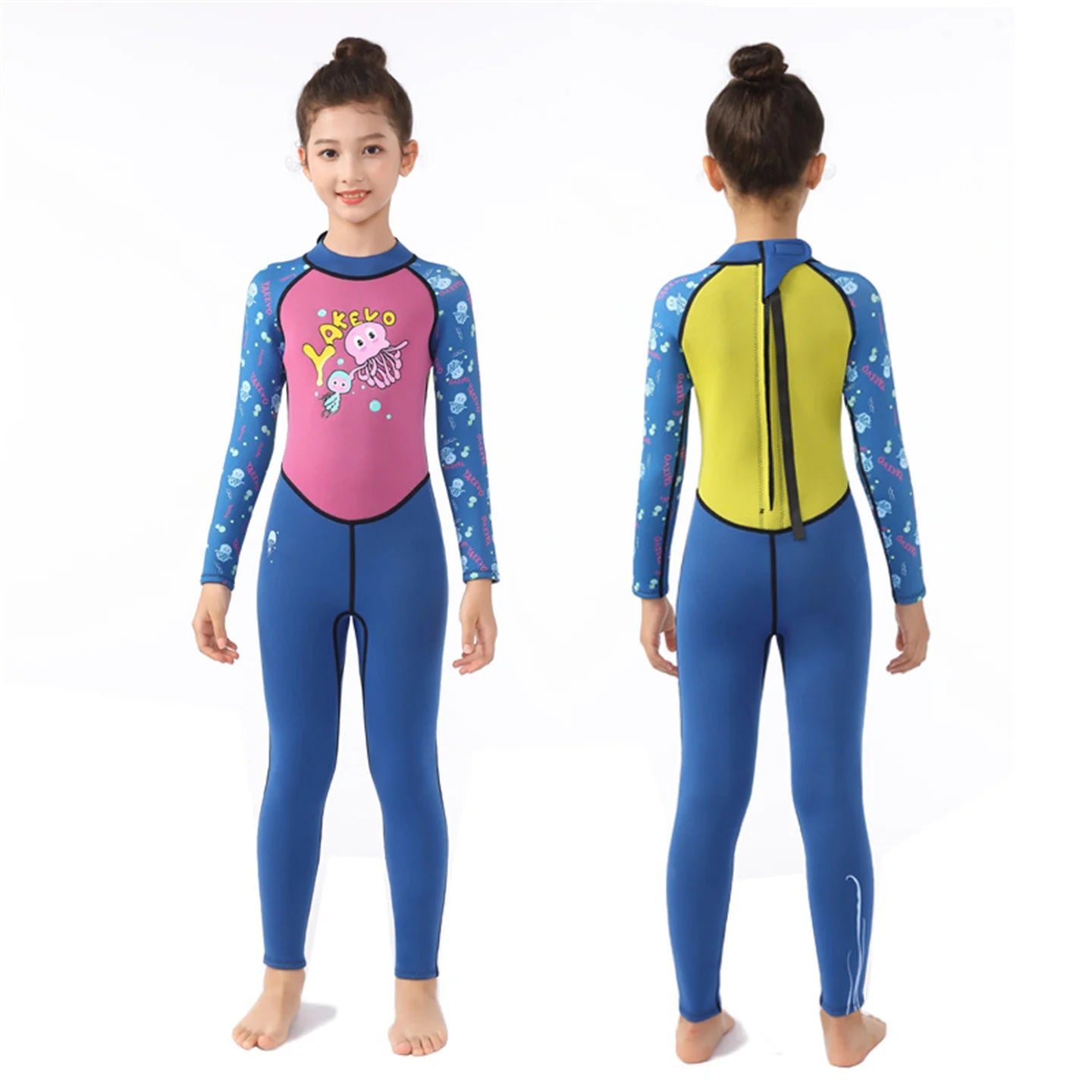 2 5mm Children Diving Suit Girl One Piece Swimsuit Warm Long Sleeved Sun Protection Surfing Suit Floating Diving  Suit