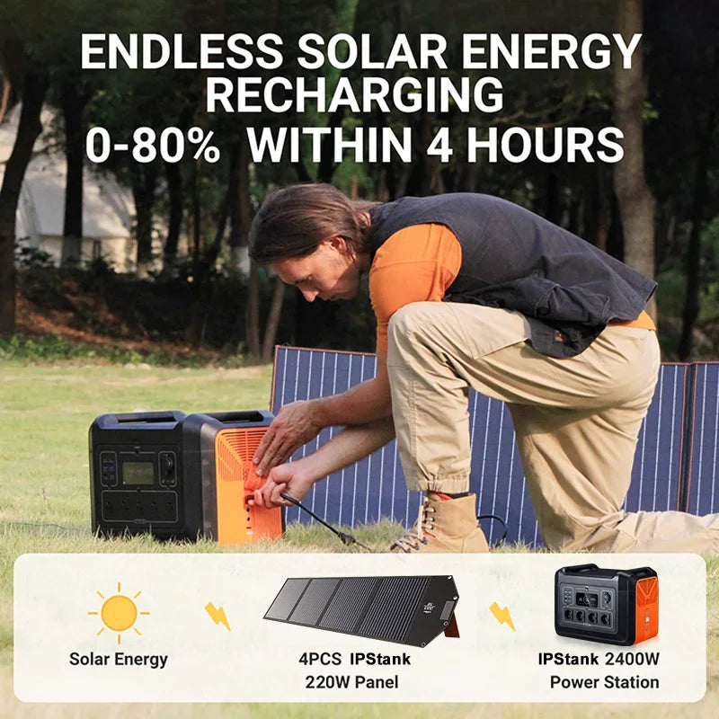 Solar Power Supplier 2400W Power Source With Type C PD 60W Outdoor Power Supply For Home Fishing Portable