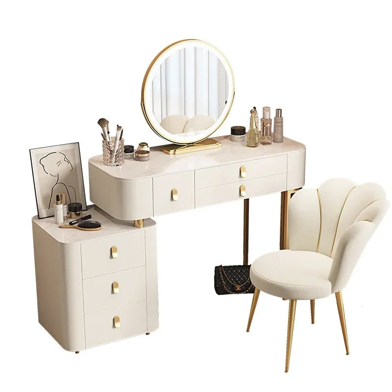 Storage Luxury Dressing Table White Makeup Mirror Chair Dressing Table European Luxury Penteadeira De Maquiagem Furniture Makeup