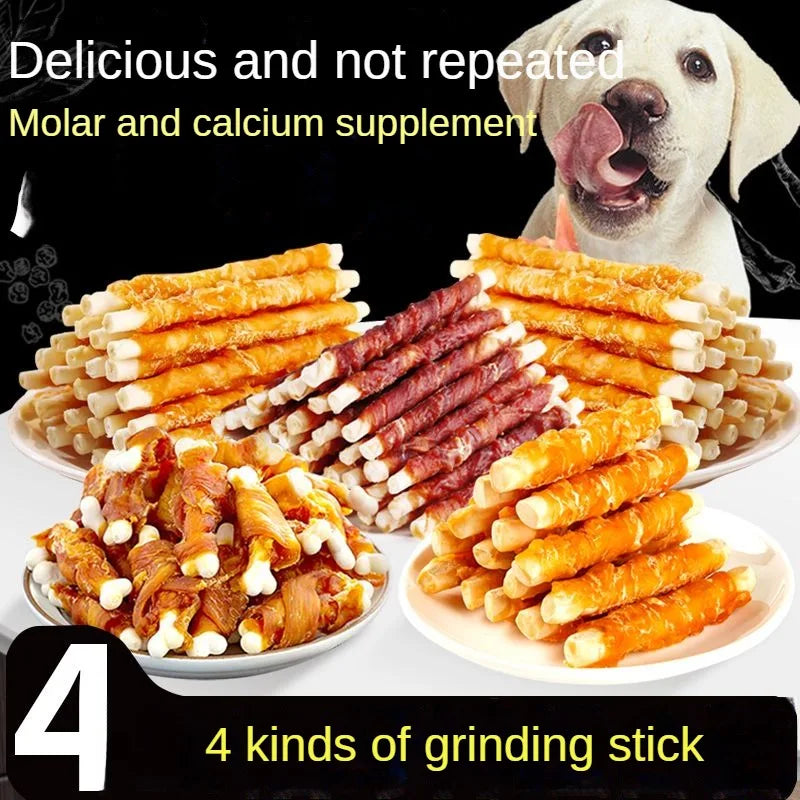 Multiple flavors of dog snacks bite resistant clean teeth chicken duck meat Dogs training reward Pet Dry Food