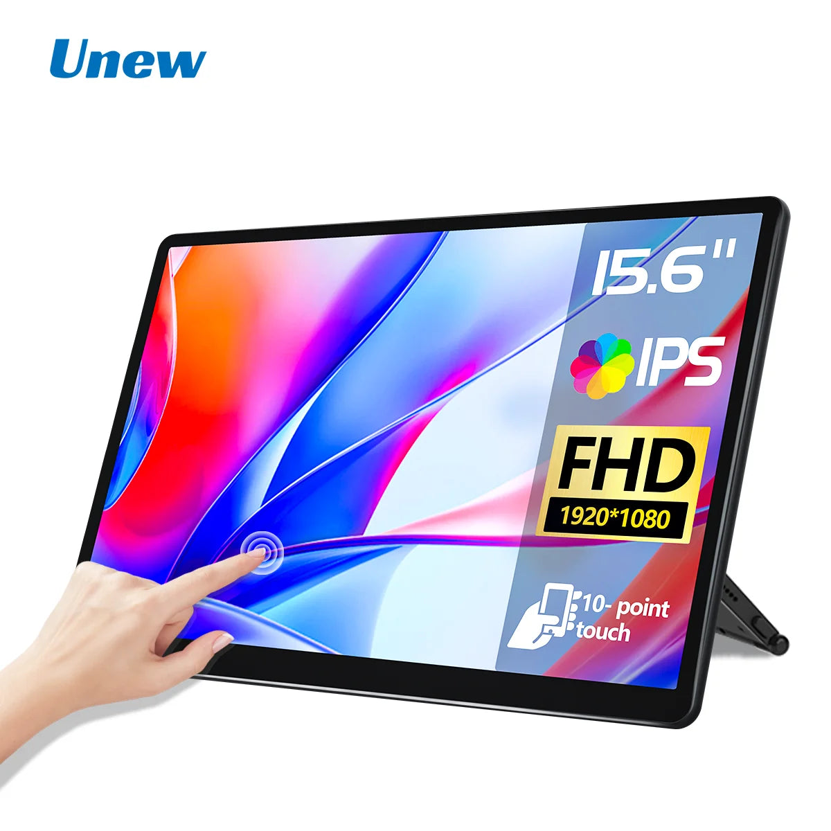 Unew 15.6 inch Touchscreen Portable Monitor LCD 1080 IPS HDMI VGA DVI Industrial Input Gaming Monitor for Xbox Switch Laptop PS4