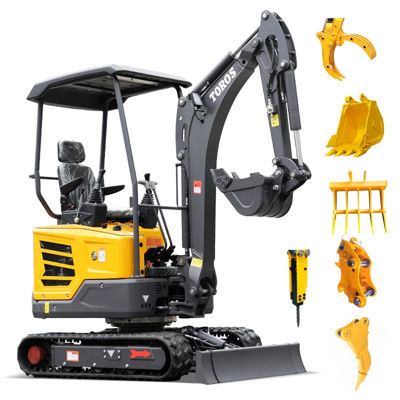 1200kg Multifunctional Mini Excavator Manufacturer Farm Household Hydraulic Crawler Micro Digger Price Compact Bagger