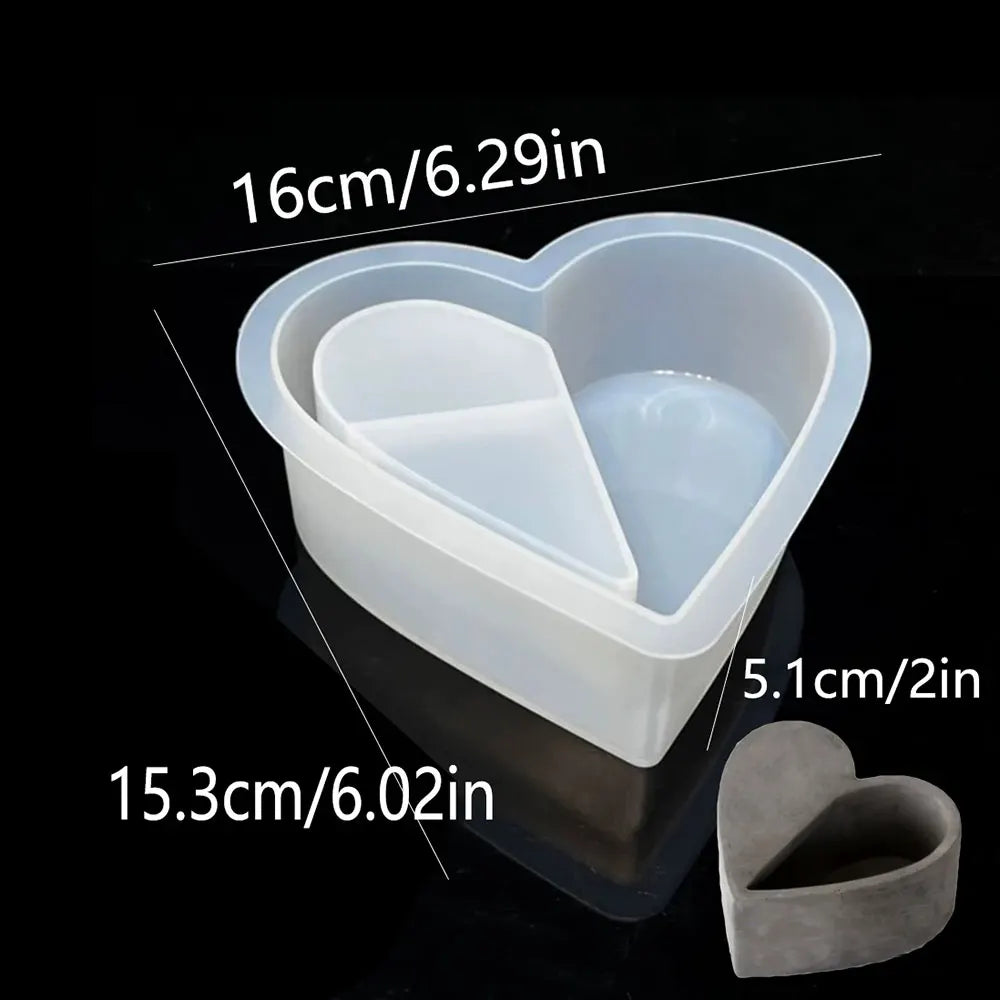 Flower Pot Silicone Mold Love Flower Pot DIY Gardening Flower Pot Material Concrete Gypsum Cement Candle Container Mould