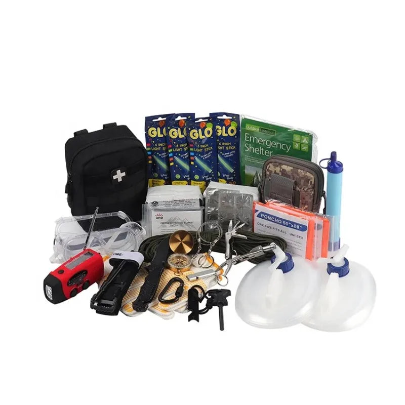 Outdoor Camping Survival Backpack First Aid Kit Hiking Travelling Complete backpack for 2 People 72 hours