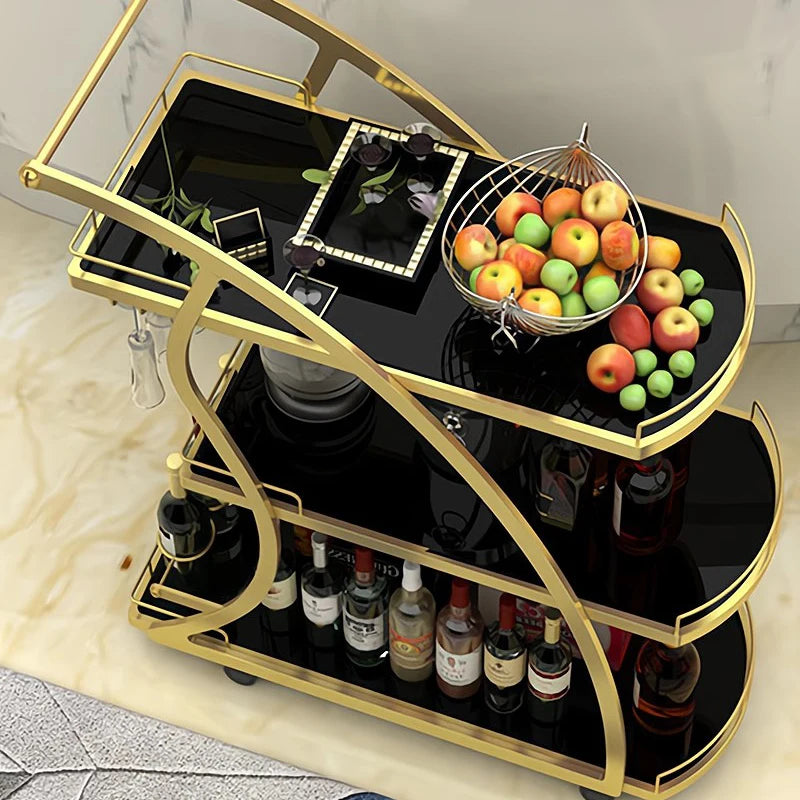 Dining Trolley Wheeled Cart Small Janitorial Cocktail Mini Bar Hotel Cleaning Wagon Housekeeping Rolling Side Espejo Tool Large