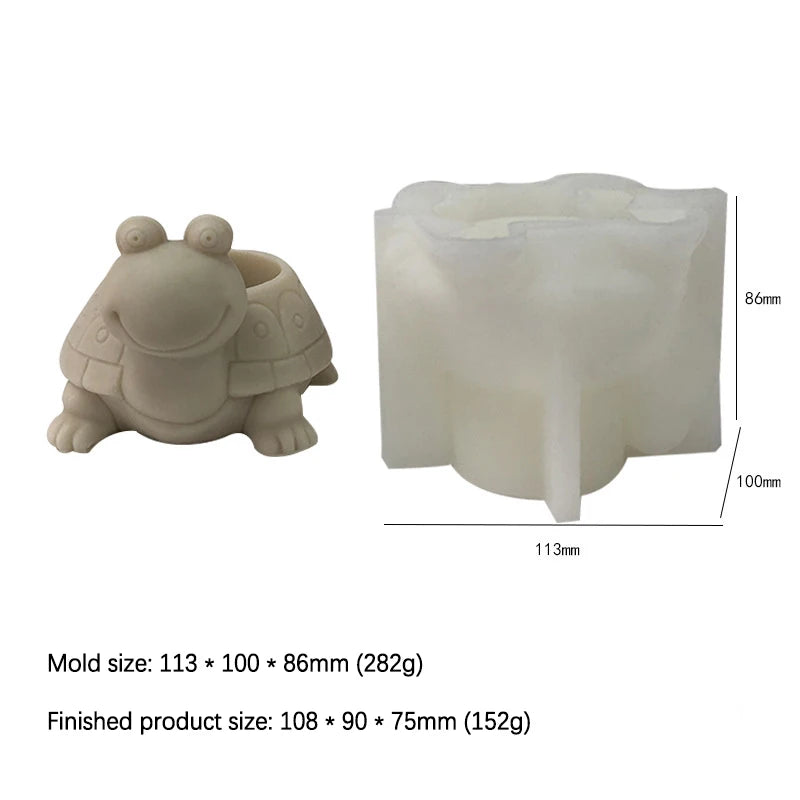 3D Flower Pot Concrete Cement Mould DIY Turtle Vase Pen Holder Silicone Mold Handmade Epoxy Resin Molds for Home Gardening Decor