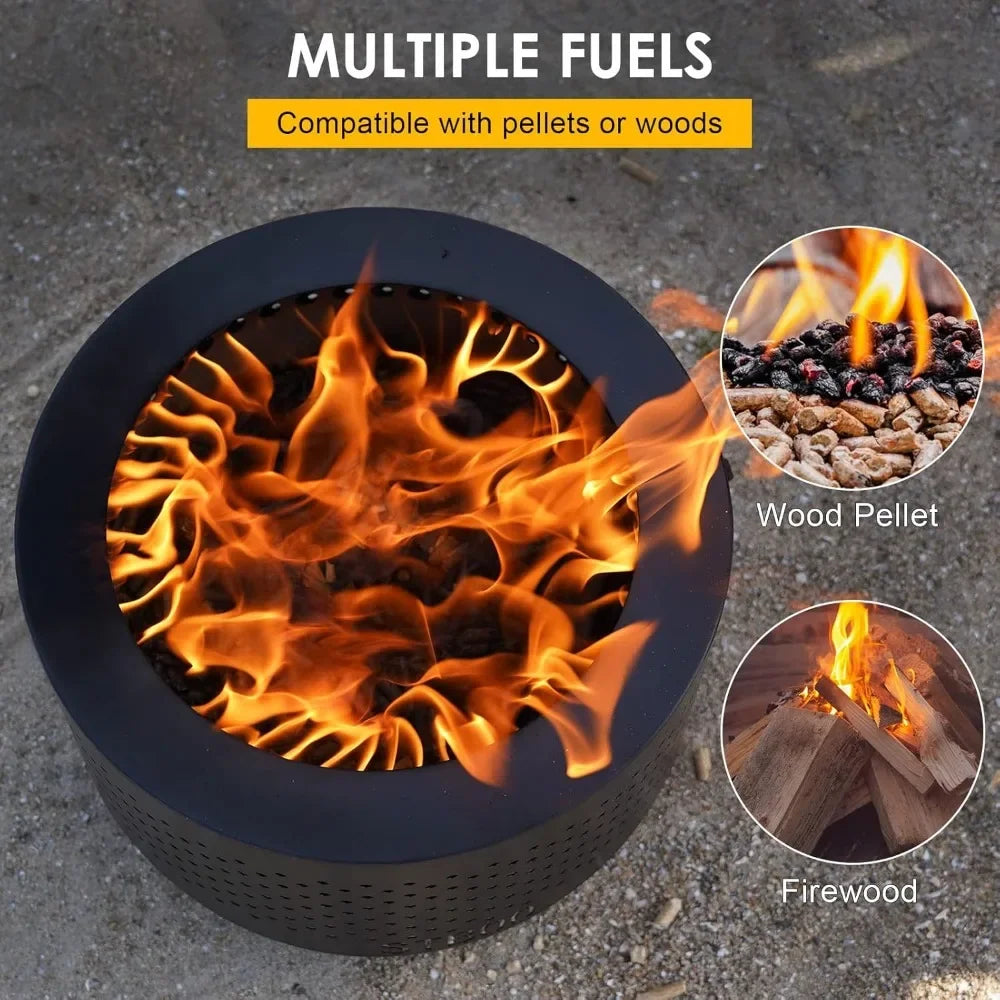 Smokeless Fire Pits for Outside with Portable Carrying Storage Bag, 20x14 Inch Firepits Outdoor Wood Burning, Low Smoke Ou