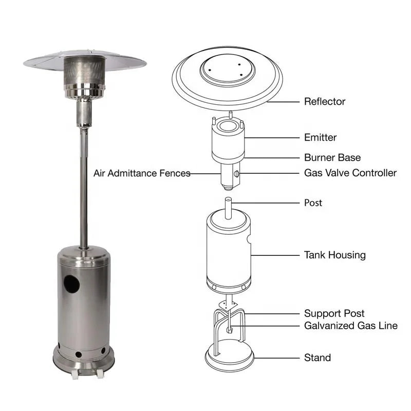 12kw Mushroom Shape Norway Style Stainless Steel Outdoor Patio Gas Stove Heater