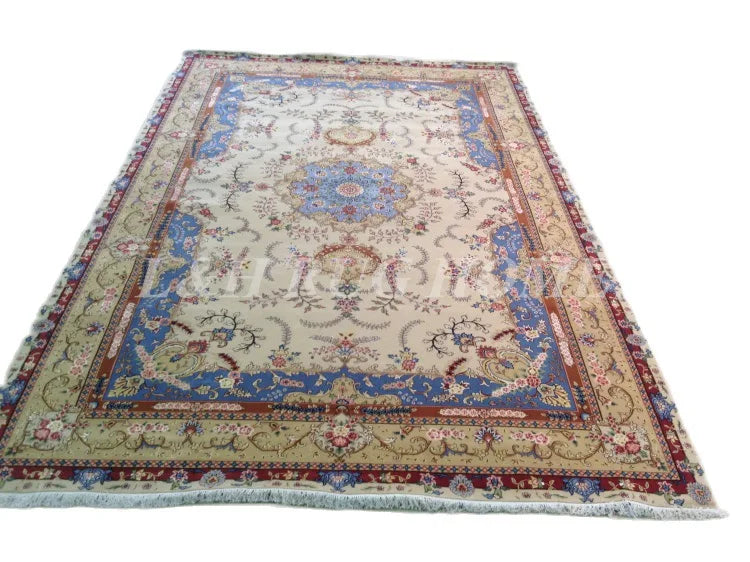 9'X12' 160 Line Hand-knotted Wool and Silk Oriental Persian Rug handmade persian carpet