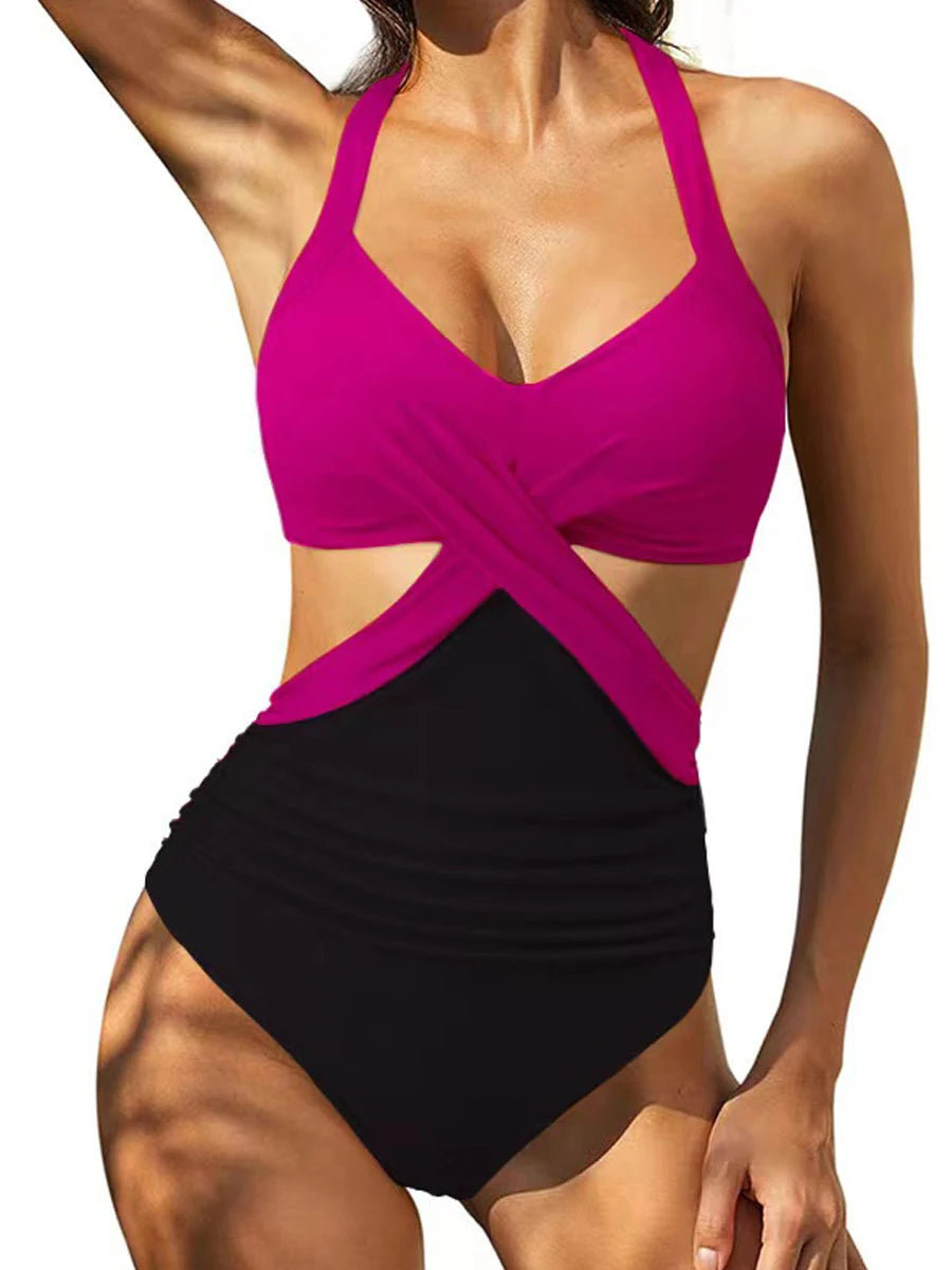 One Piece Swimsuit Female Swimming  Padded Beachwear Bodysuit