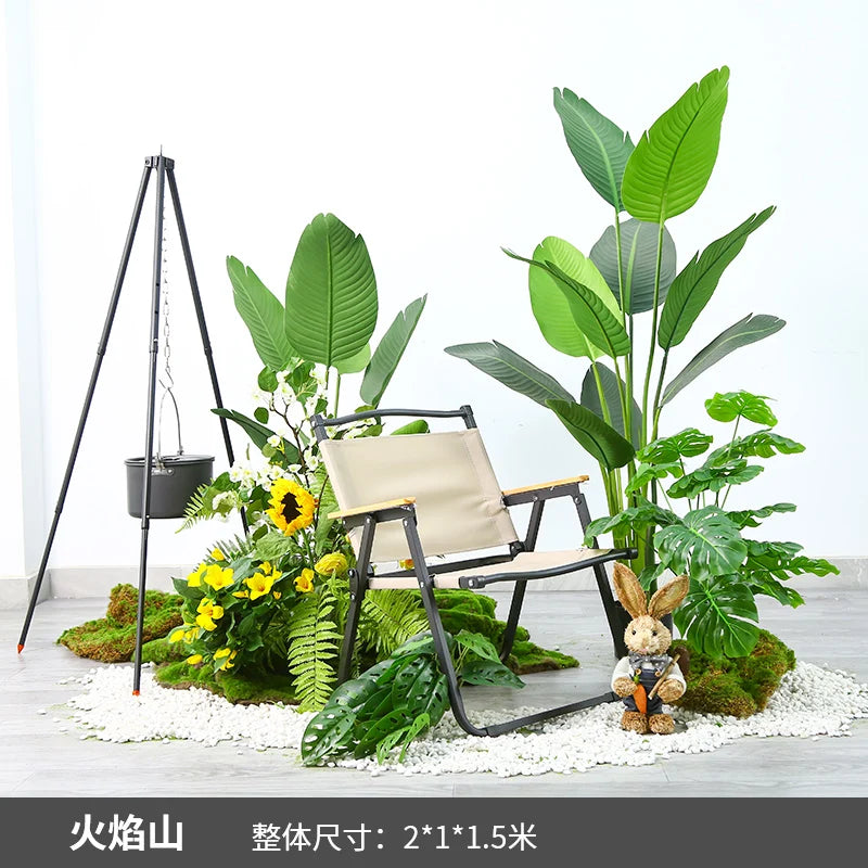 Simulation of green plant landscaping camping combined balcony landscape indoor fake green plant window decoration stair corner