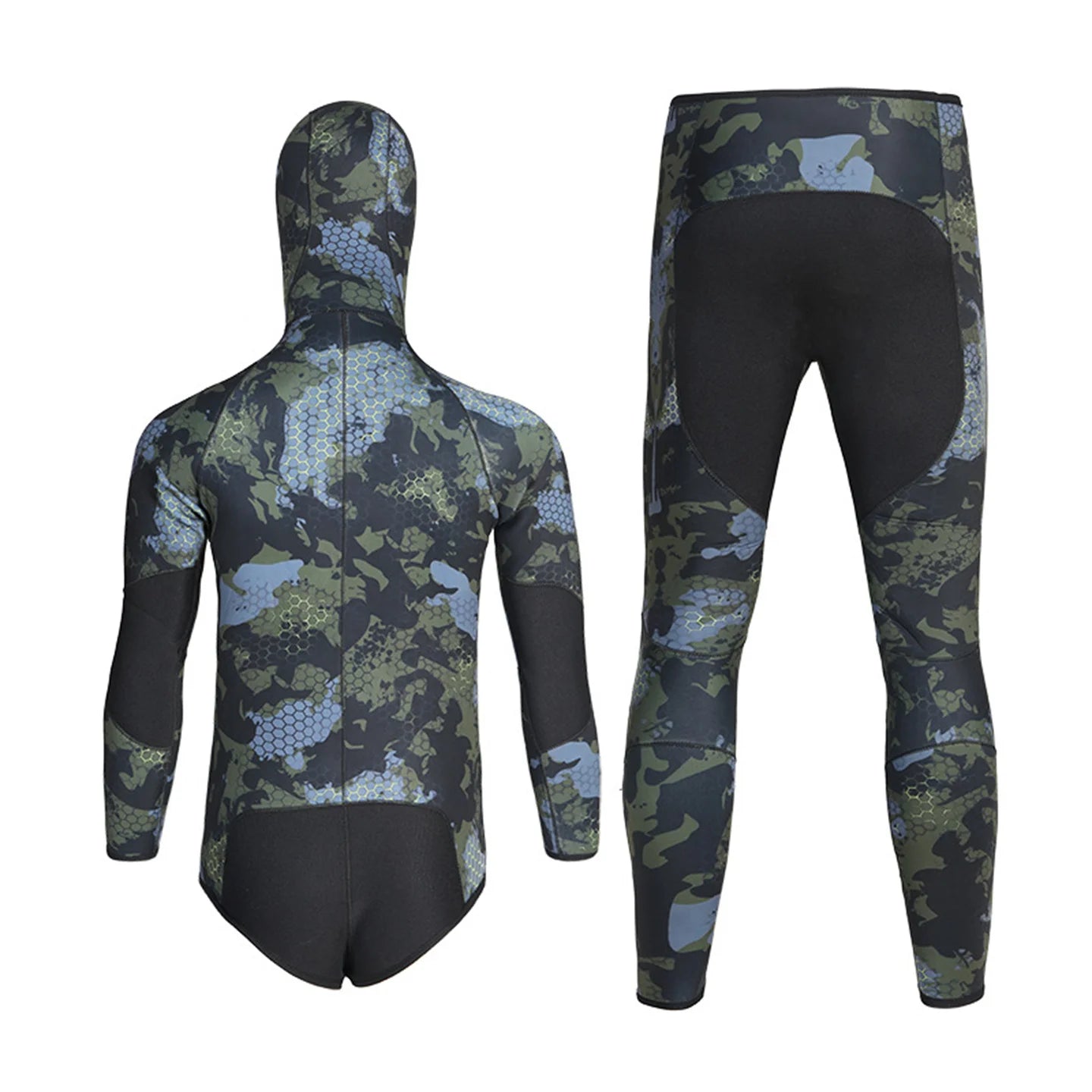 3.5MM Neoprene Leather Lining Camouflage Scuba Spearfishing Wetsuit Men 2 Pieces Separate Set Diving Suit Deepwater Swimsuit