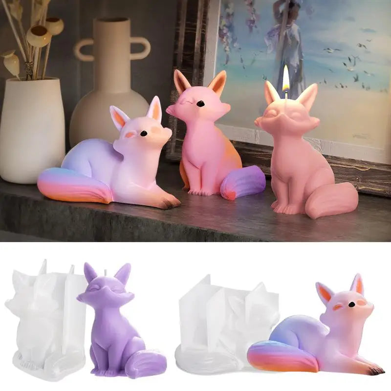 3D Animals Little Fox Concrete Silicone Pot Mold Succulent Flowerpot Clay Cement Plaster Molds DIY Home Garden Flower Pots Mould