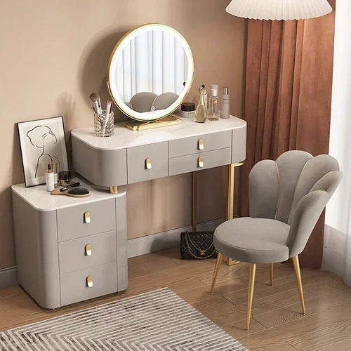 Storage Luxury Dressing Table White Makeup Mirror Chair Dressing Table European Luxury Penteadeira De Maquiagem Furniture Makeup