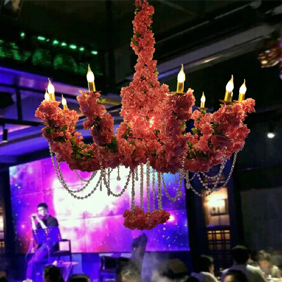 Romantic Bouquet Pendant Light Industrial Style Theme Music Restaurant Hot Pot Shop FIower Decoration Big Chandelier