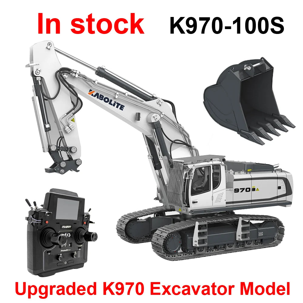 RC 1/14 Hydraulic Excavator Model Upgraded Version K970 100S PL18EV 18 Metal Excavator Model Boy Toy KABOLITE