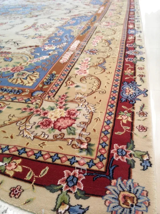 9'X12' 160 Line Hand-knotted Wool and Silk Oriental Persian Rug handmade persian carpet