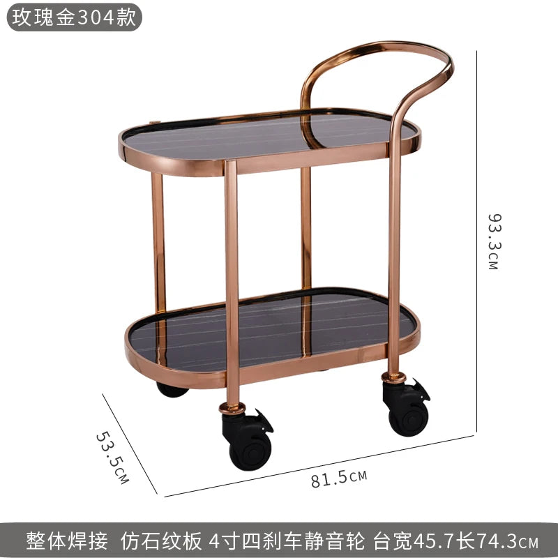 Stainless Basket Cart Drink Trolley Luxury Hotel Cleaning Tool Metal Wheels Mini Housekeeping Bar por mayor Rotating Serving