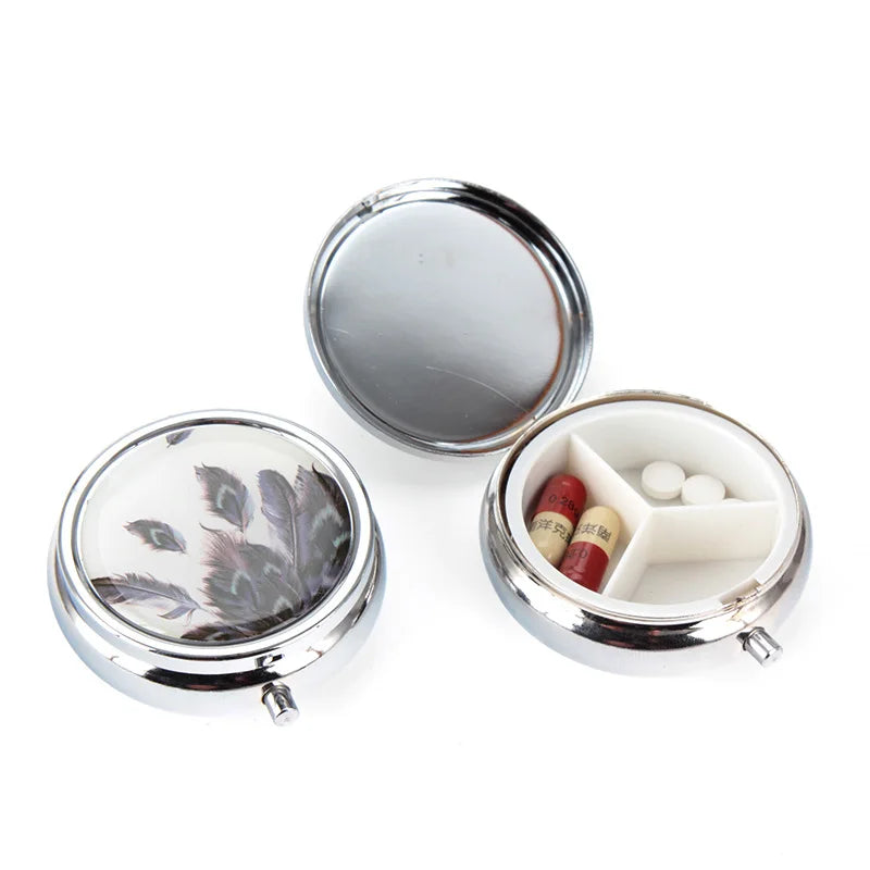 1000pcs Metal Pill Box Organizer Medicine Organizer Container Case Round Jewellery Storage Pocket Portable